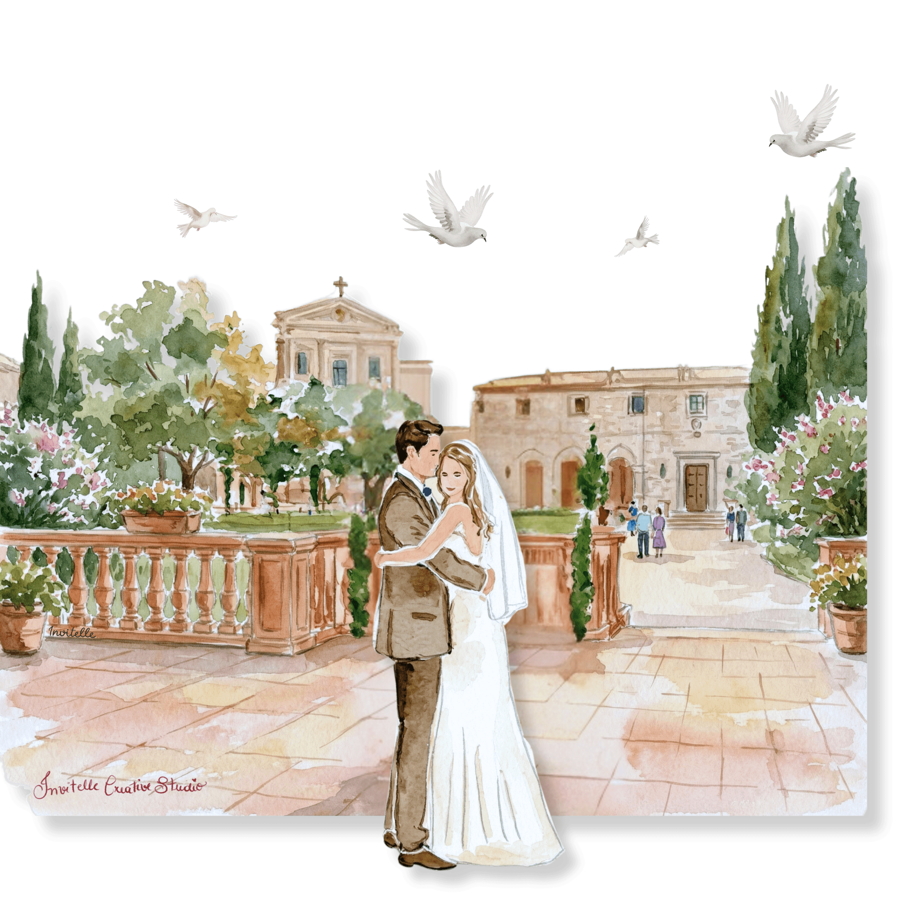 Ilustração aquarela personalizada Invitelle